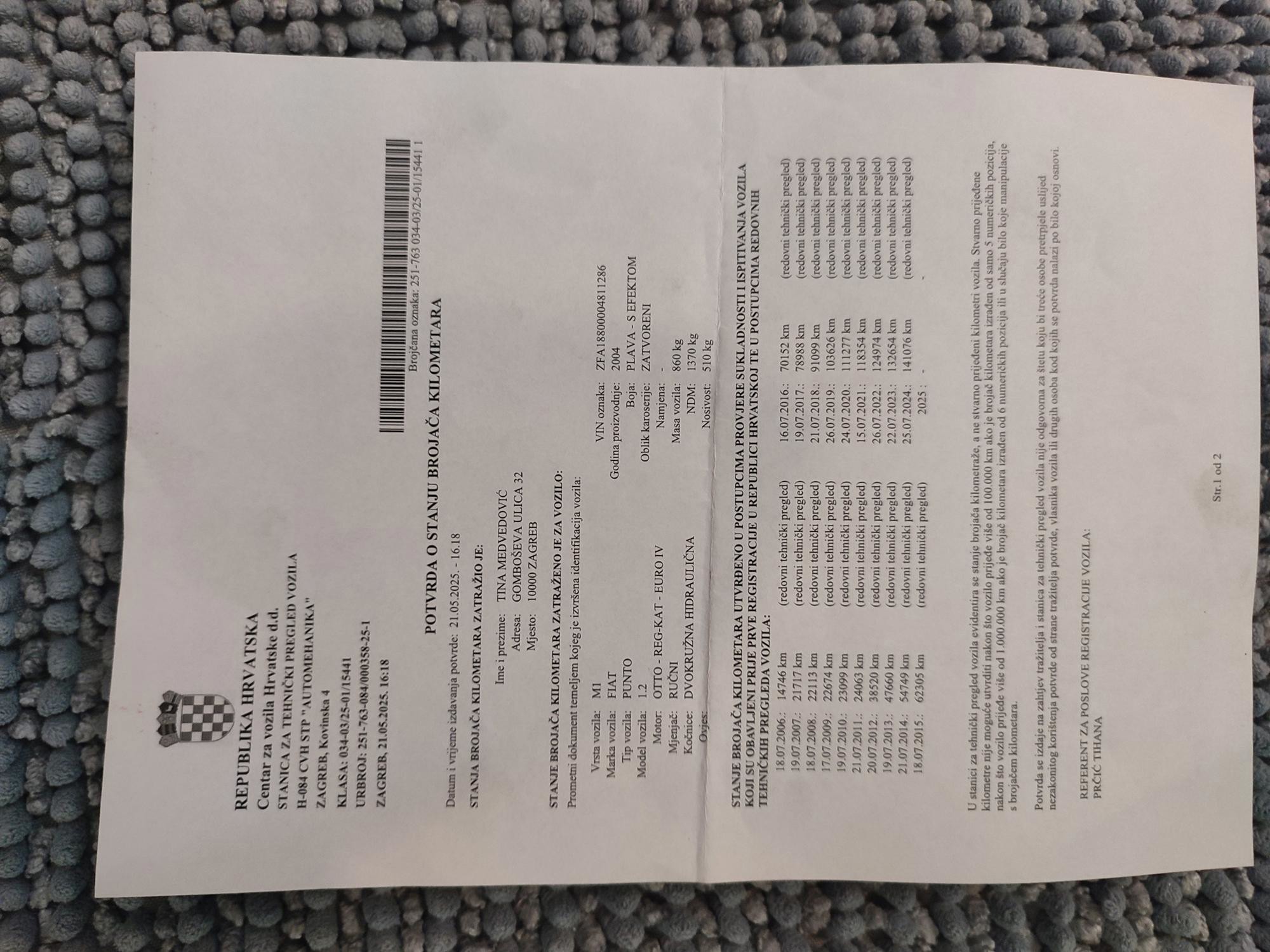 FIAT PUNTO 1.2. 2004 god 158000 KM,KLIMA,REGISTRIRAN DO 07/2027, fotografija 14