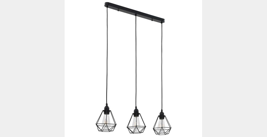 Stropna svjetiljka u obliku dijamanta crna 3 x žarulja E27 - NOVO