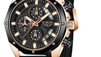 LIGE Klasični luksuzni crni kvarcni analogni vodootporni ručni sat